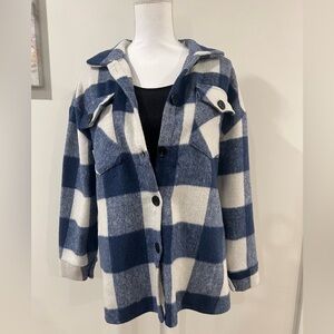 Plaid Jacket in Blue and White